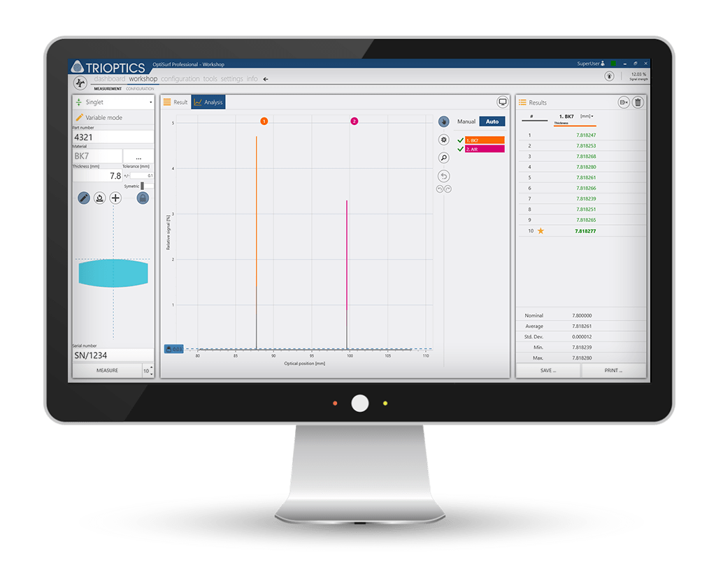 OptiSurf® LTM - Lens center thickness measurement | TRIOPTICS